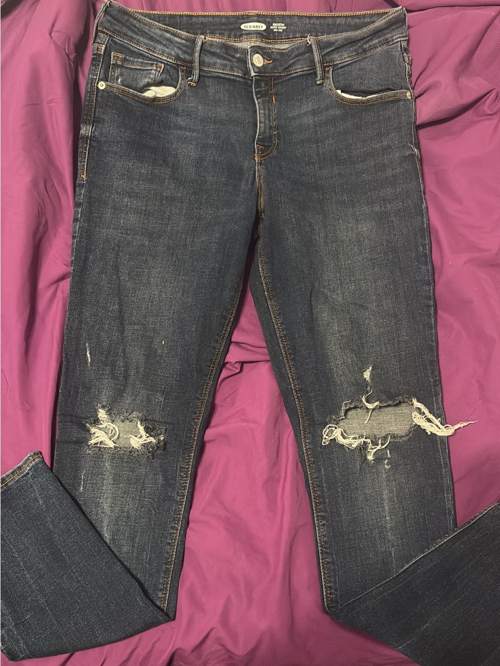 Old Navy Mid Rise Dark Wash Skinny Jeans
